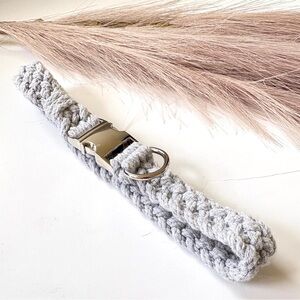 Elegant Gray Braided Dog Collar